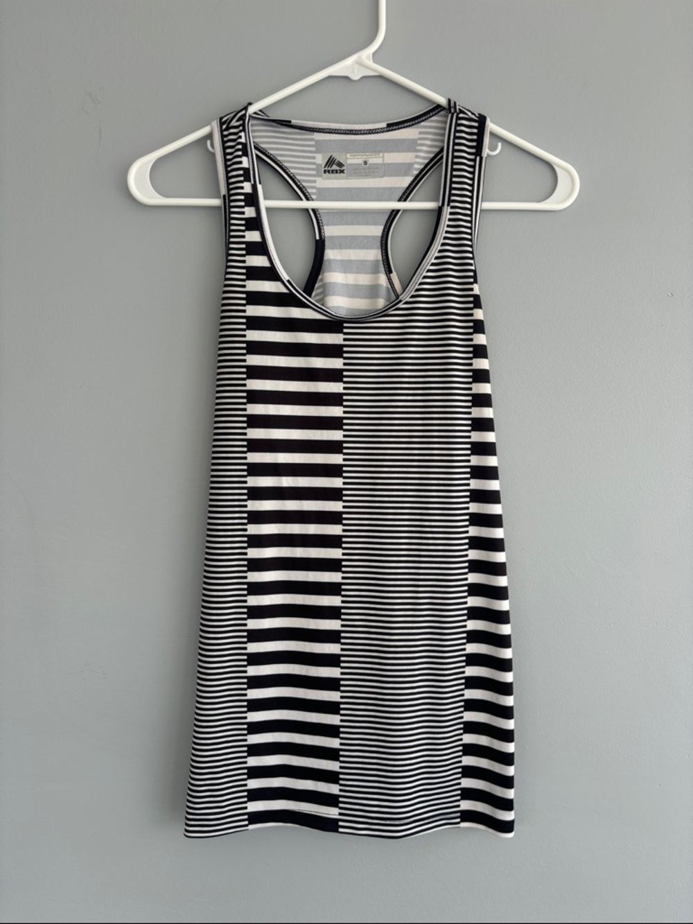 RBX Black and White Striped Racerback Tank